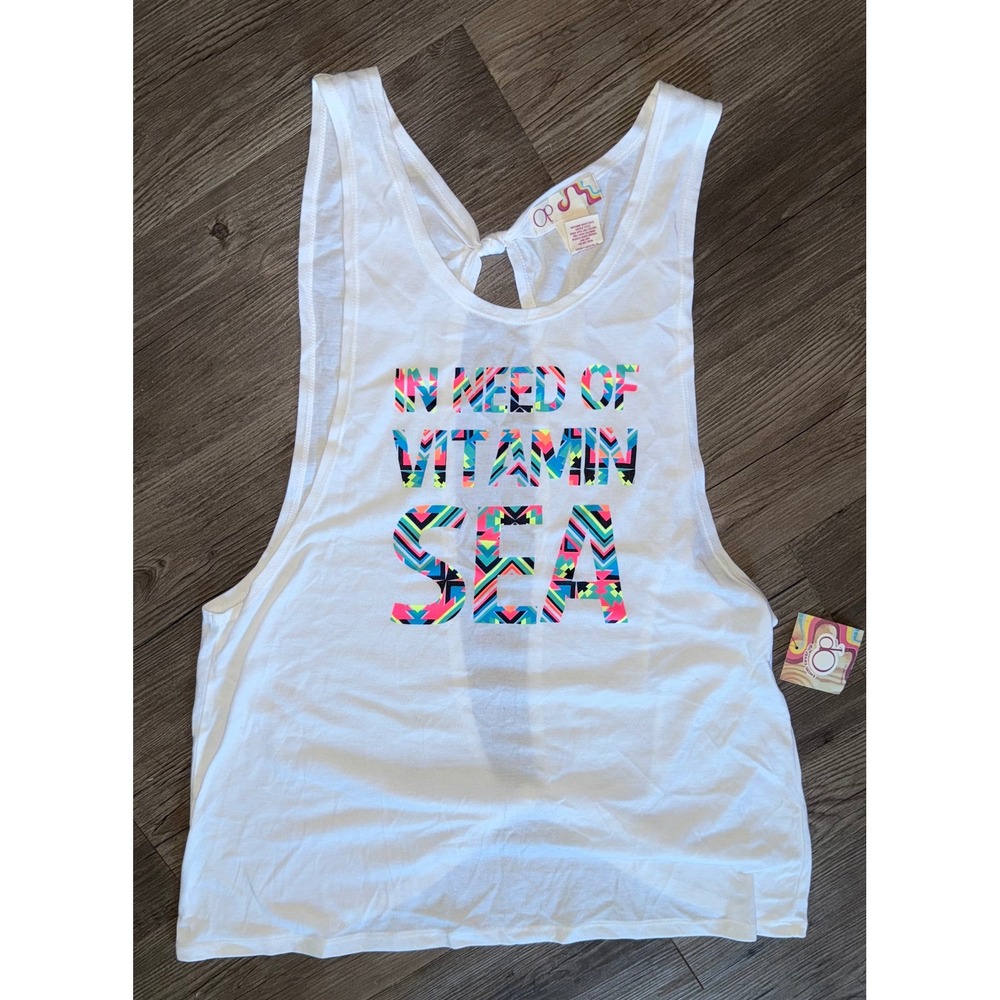 Op Ocean Pacific Women Arctic White In Need Of Vitamin Sea Swim Cover Up Tank M